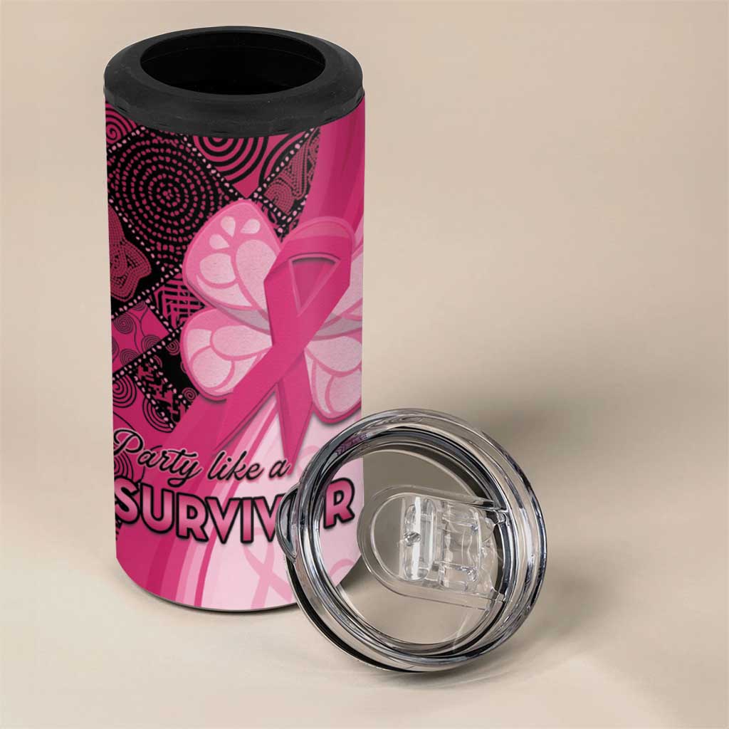 Breast Cancer Awareness 4 in 1 Can Cooler Tumbler Think Pink - African Pattern LT15