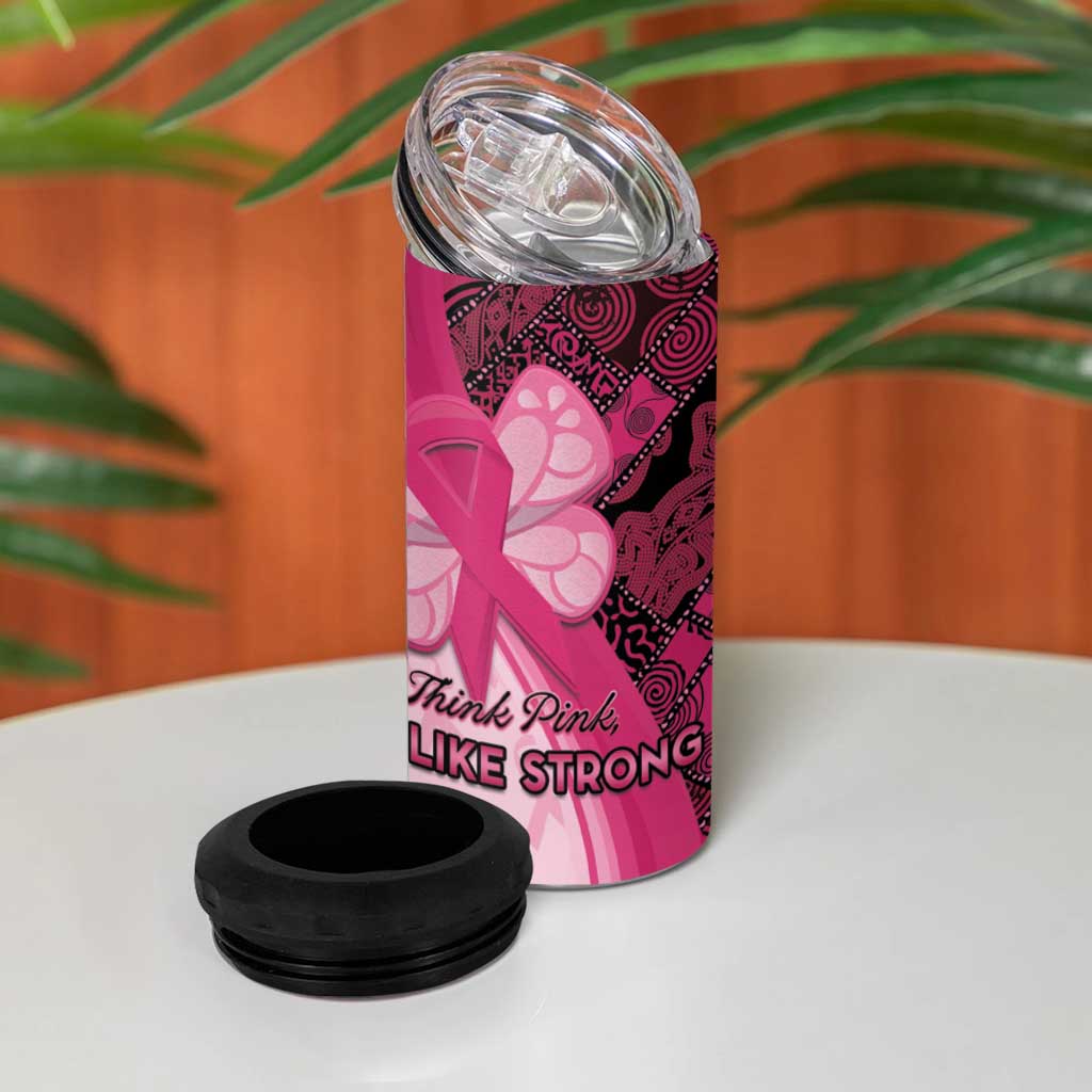 Breast Cancer Awareness 4 in 1 Can Cooler Tumbler Think Pink - African Pattern LT15
