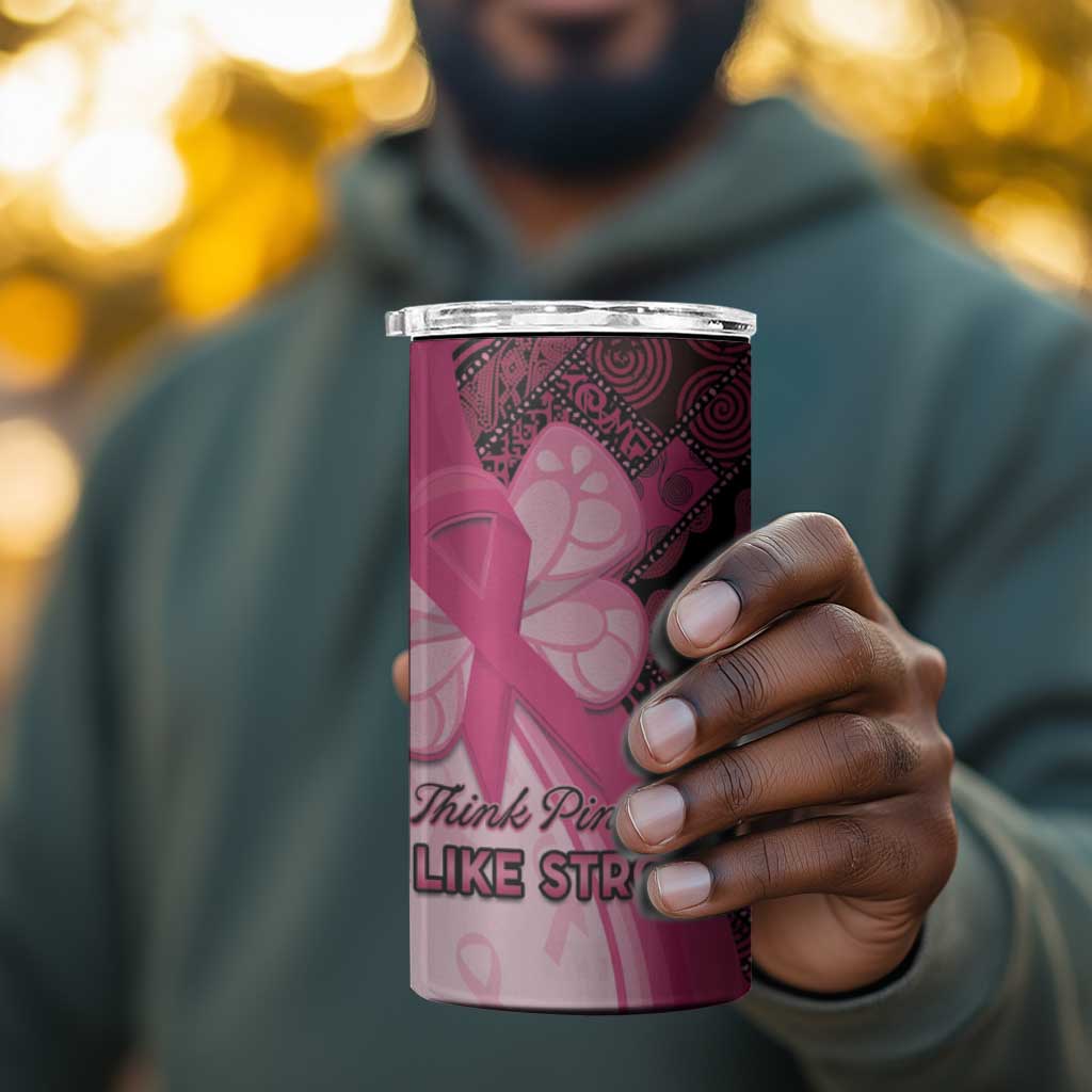 Breast Cancer Awareness 4 in 1 Can Cooler Tumbler Think Pink - African Pattern LT15