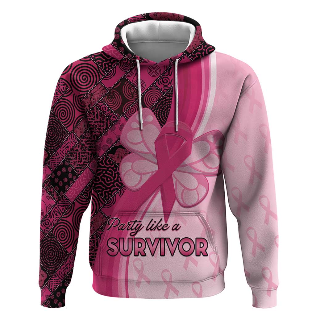 Breast Cancer Awareness Hoodie Party Like A Survivor - Pink African Pattern LT15
