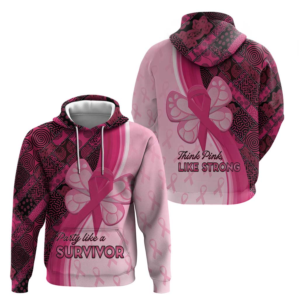 Breast Cancer Awareness Hoodie Party Like A Survivor - Pink African Pattern LT15