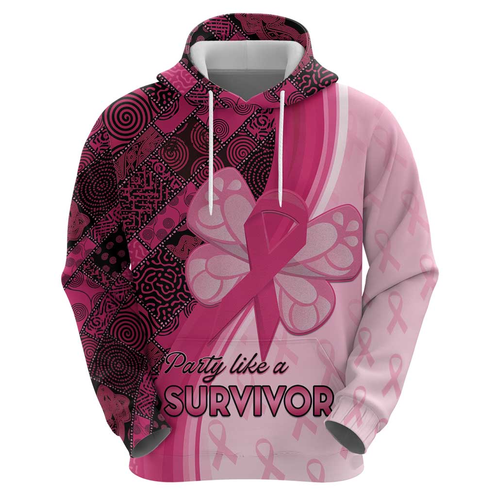 Breast Cancer Awareness Hoodie Party Like A Survivor - Pink African Pattern LT15