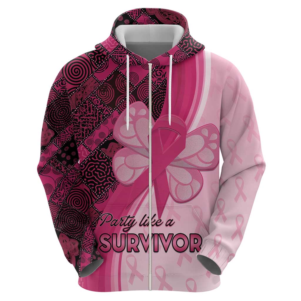 Breast Cancer Awareness Hoodie Party Like A Survivor - Pink African Pattern LT15