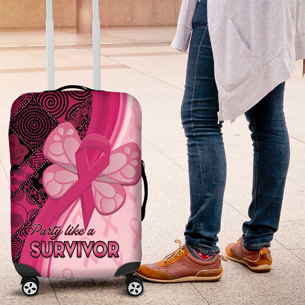 Breast Cancer Awareness Luggage Cover Party Like A Survivor - Pink African Pattern LT15