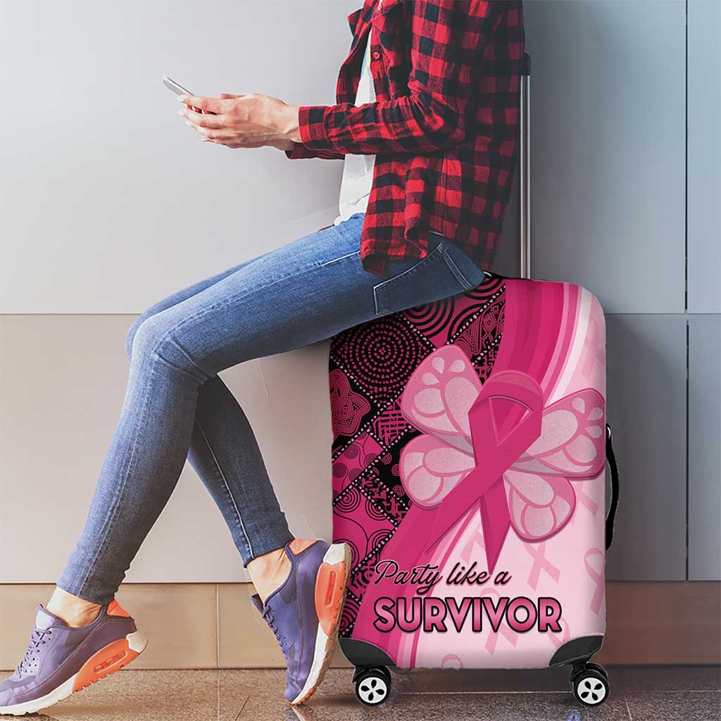 Breast Cancer Awareness Luggage Cover Party Like A Survivor - Pink African Pattern LT15