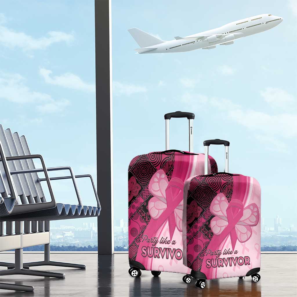 Breast Cancer Awareness Luggage Cover Party Like A Survivor - Pink African Pattern LT15
