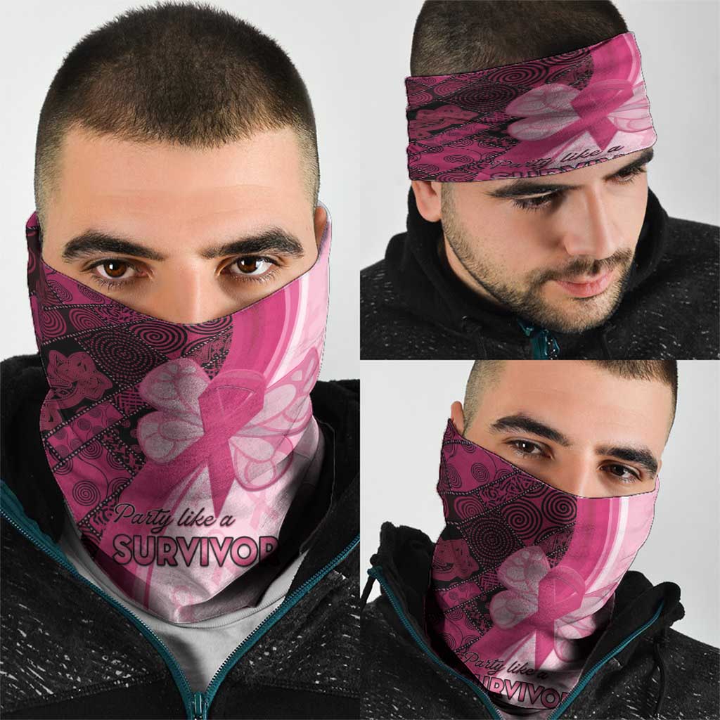 Breast Cancer Awareness Neck Gaiter Party Like A Survivor - Pink African Pattern LT15