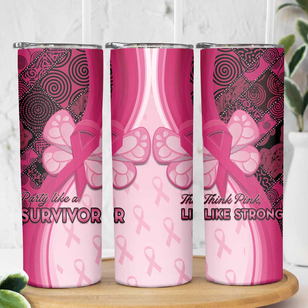 Breast Cancer Awareness Skinny Tumbler Think Pink - African Pattern LT15
