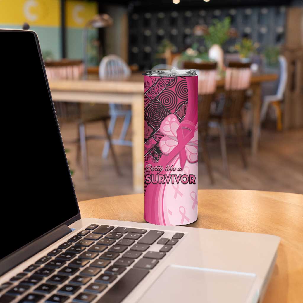 Breast Cancer Awareness Skinny Tumbler Think Pink - African Pattern LT15