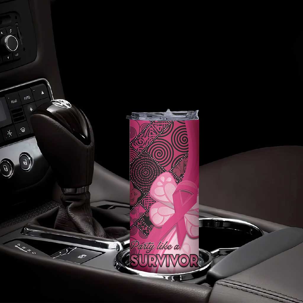 Breast Cancer Awareness Skinny Tumbler Think Pink - African Pattern LT15