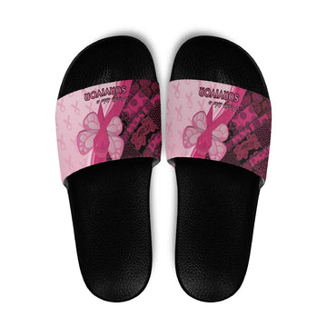 Breast Cancer Awareness Slide Sandals Party Like A Survivor - Pink African Pattern LT15