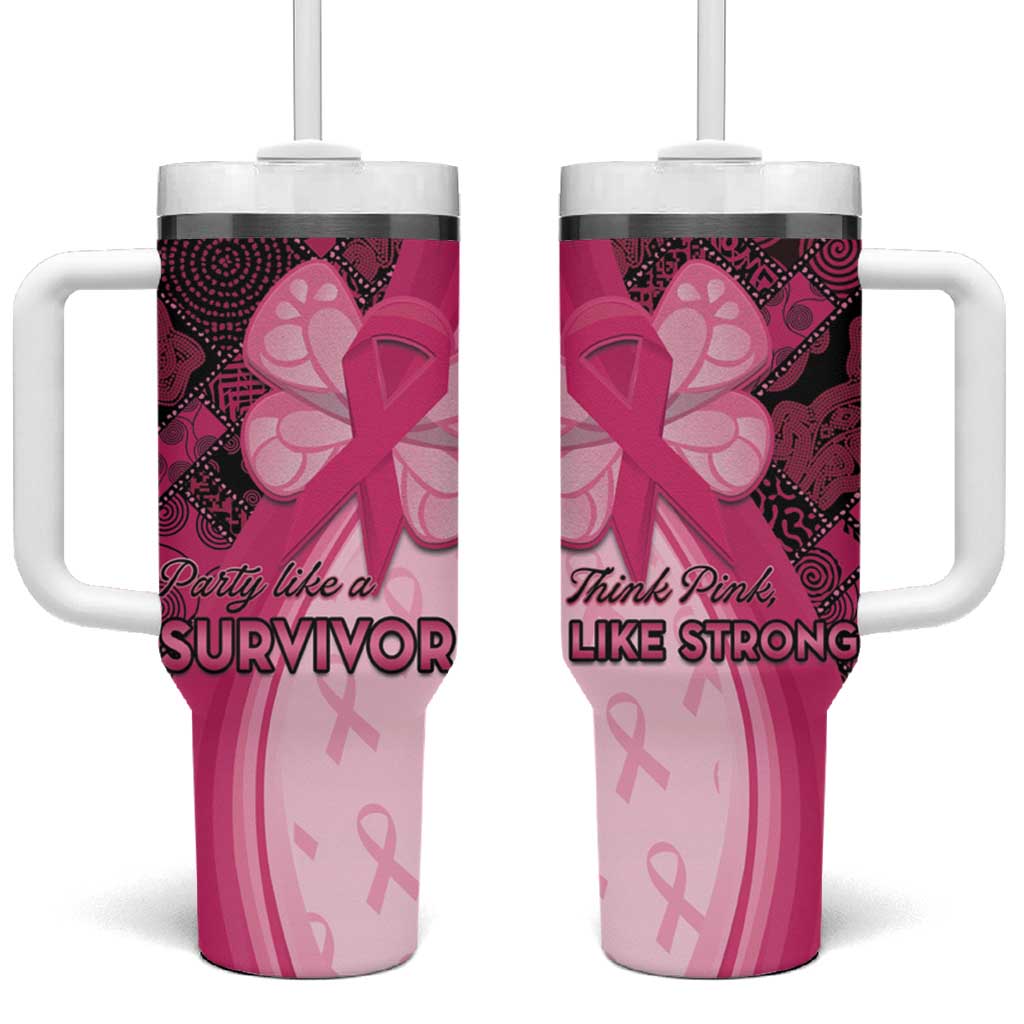 Breast Cancer Awareness Tumbler With Handle Think Pink - African Pattern LT15
