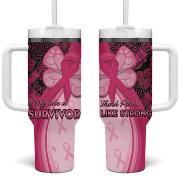 Breast Cancer Awareness Tumbler With Handle Think Pink - African Pattern LT15