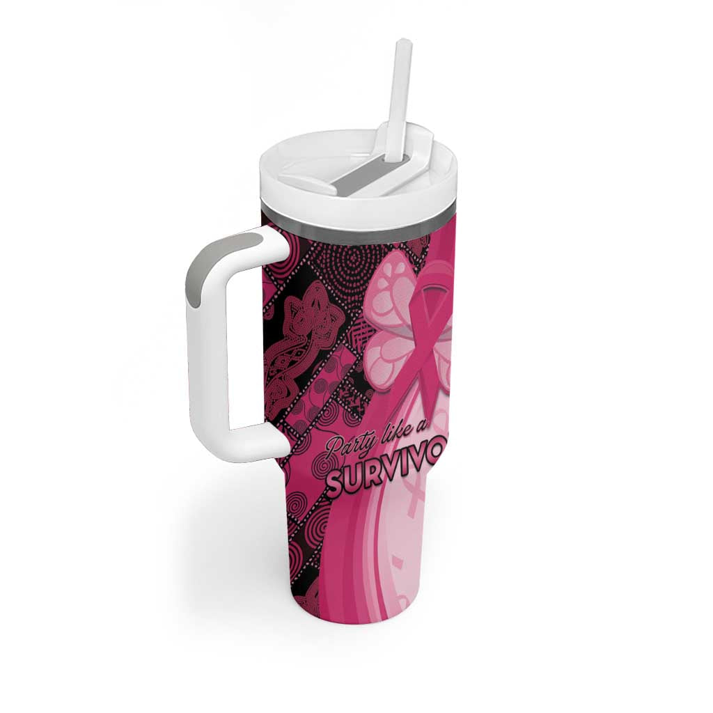 Breast Cancer Awareness Tumbler With Handle Think Pink - African Pattern LT15