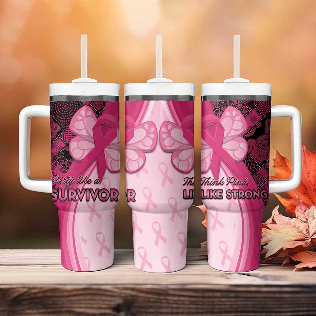 Breast Cancer Awareness Tumbler With Handle Think Pink - African Pattern LT15
