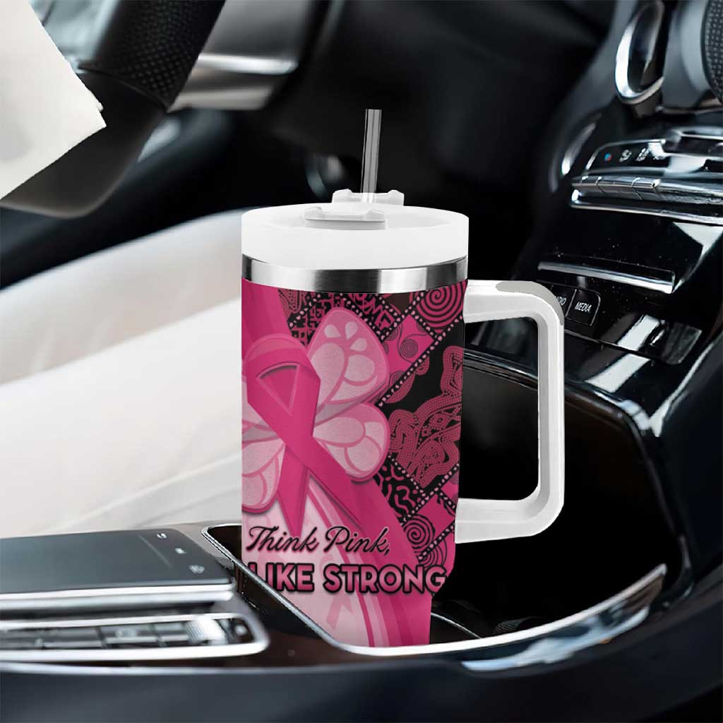 Breast Cancer Awareness Tumbler With Handle Think Pink - African Pattern LT15