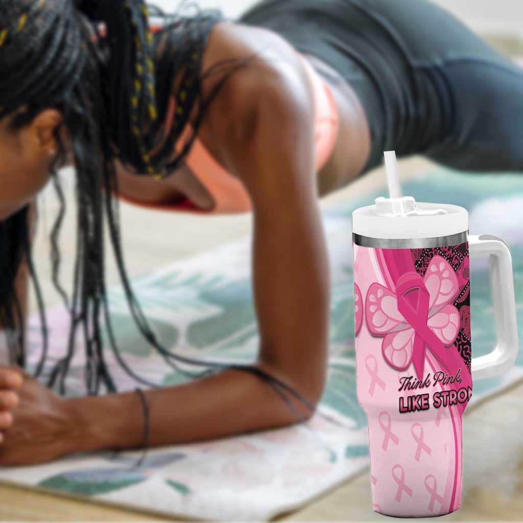 Breast Cancer Awareness Tumbler With Handle Think Pink - African Pattern LT15