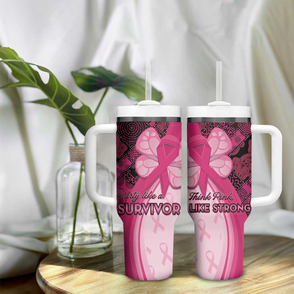 Breast Cancer Awareness Tumbler With Handle Think Pink - African Pattern LT15
