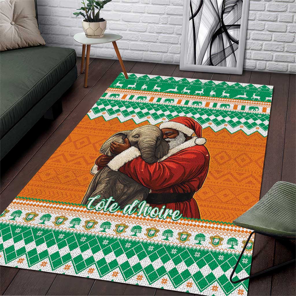 Afro Ivory Coast Christmas Area Rug Black Santa Afishapa - African Pattern LT15