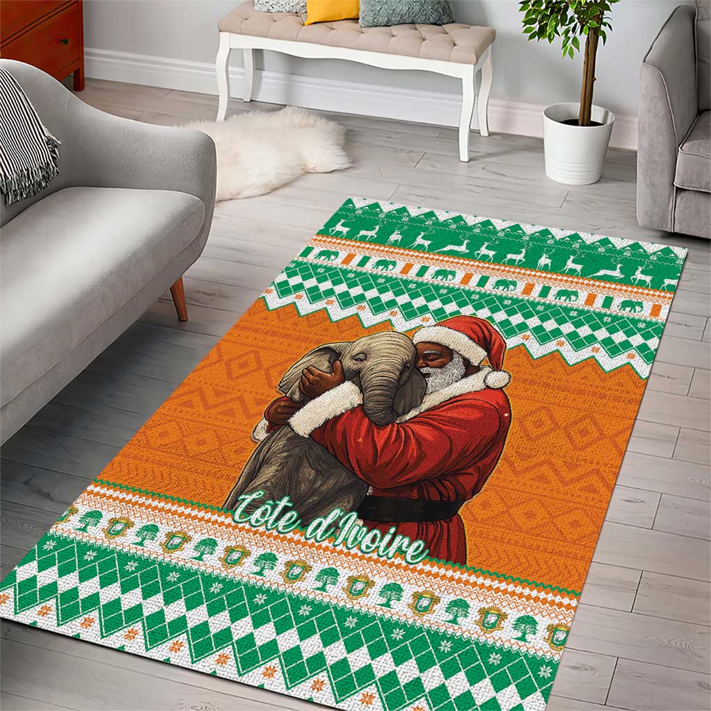 Afro Ivory Coast Christmas Area Rug Black Santa Afishapa - African Pattern LT15