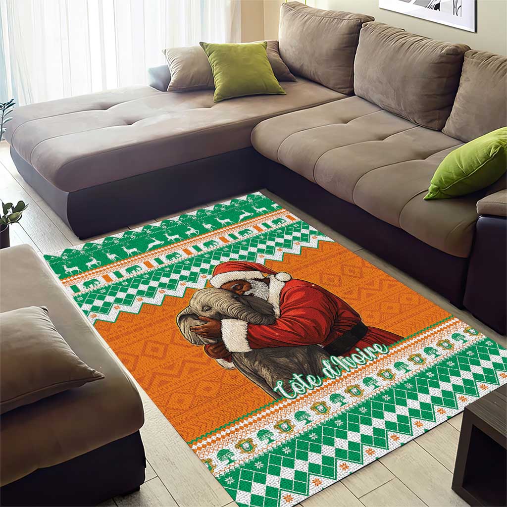 Afro Ivory Coast Christmas Area Rug Black Santa Afishapa - African Pattern LT15