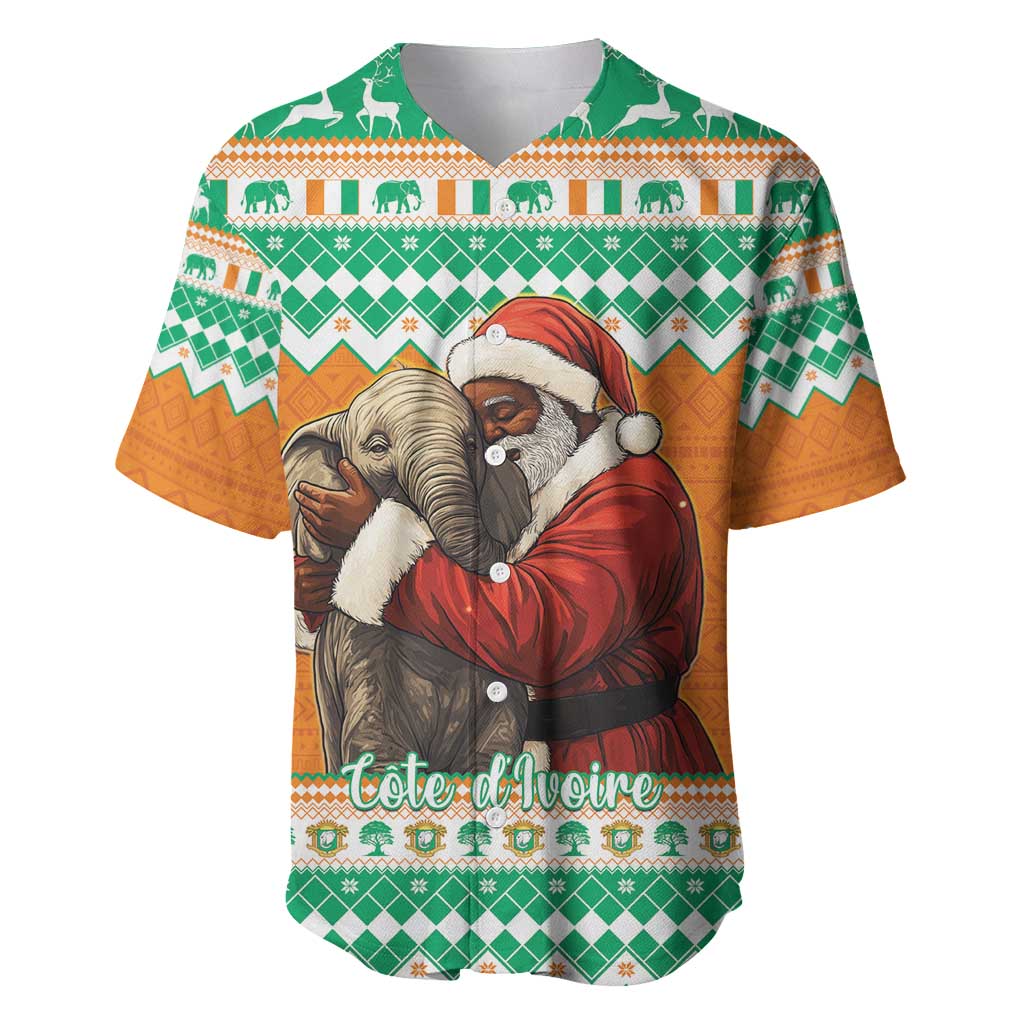 Afro Ivory Coast Christmas Baseball Jersey Black Santa Afishapa - African Pattern LT15