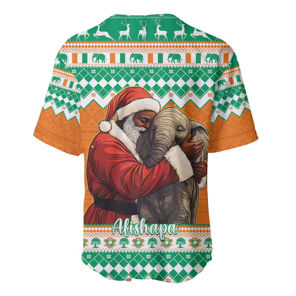 Afro Ivory Coast Christmas Baseball Jersey Black Santa Afishapa - African Pattern LT15