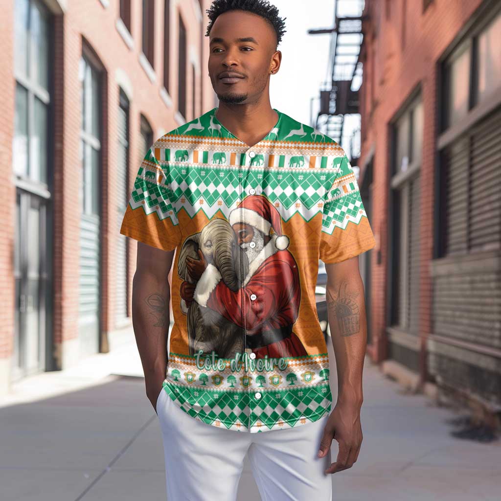 Afro Ivory Coast Christmas Baseball Jersey Black Santa Afishapa - African Pattern LT15