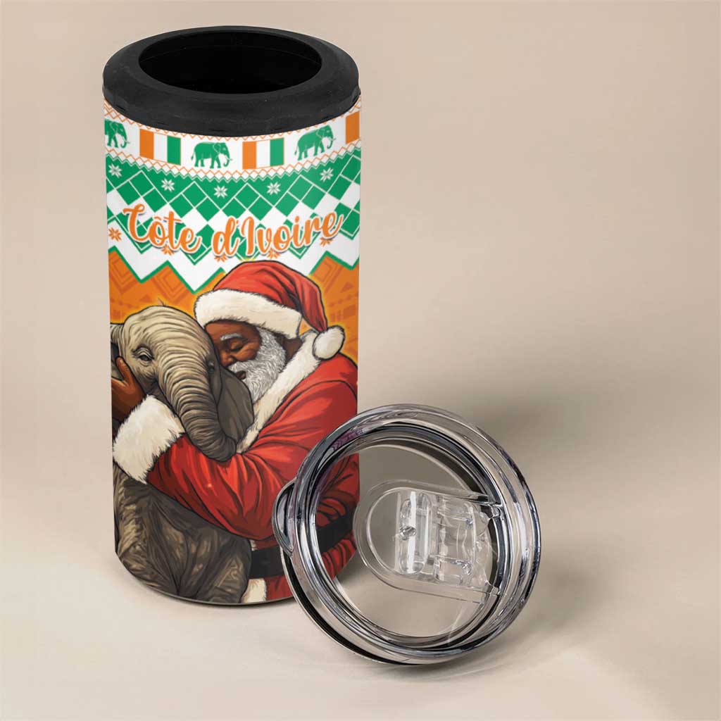 Afro Ivory Coast Christmas 4 in 1 Can Cooler Tumbler Black Santa Afishapa - African Pattern LT15