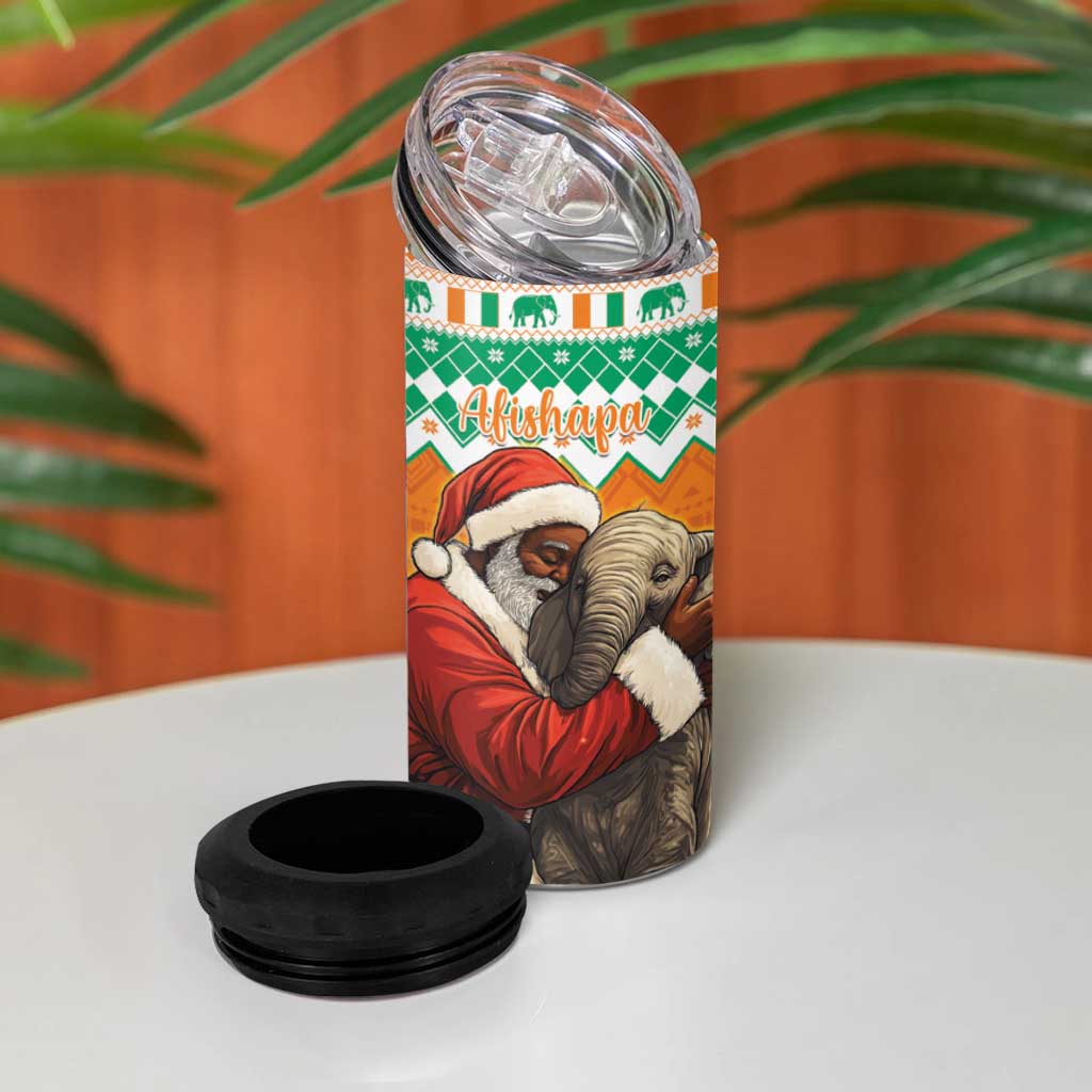 Afro Ivory Coast Christmas 4 in 1 Can Cooler Tumbler Black Santa Afishapa - African Pattern LT15