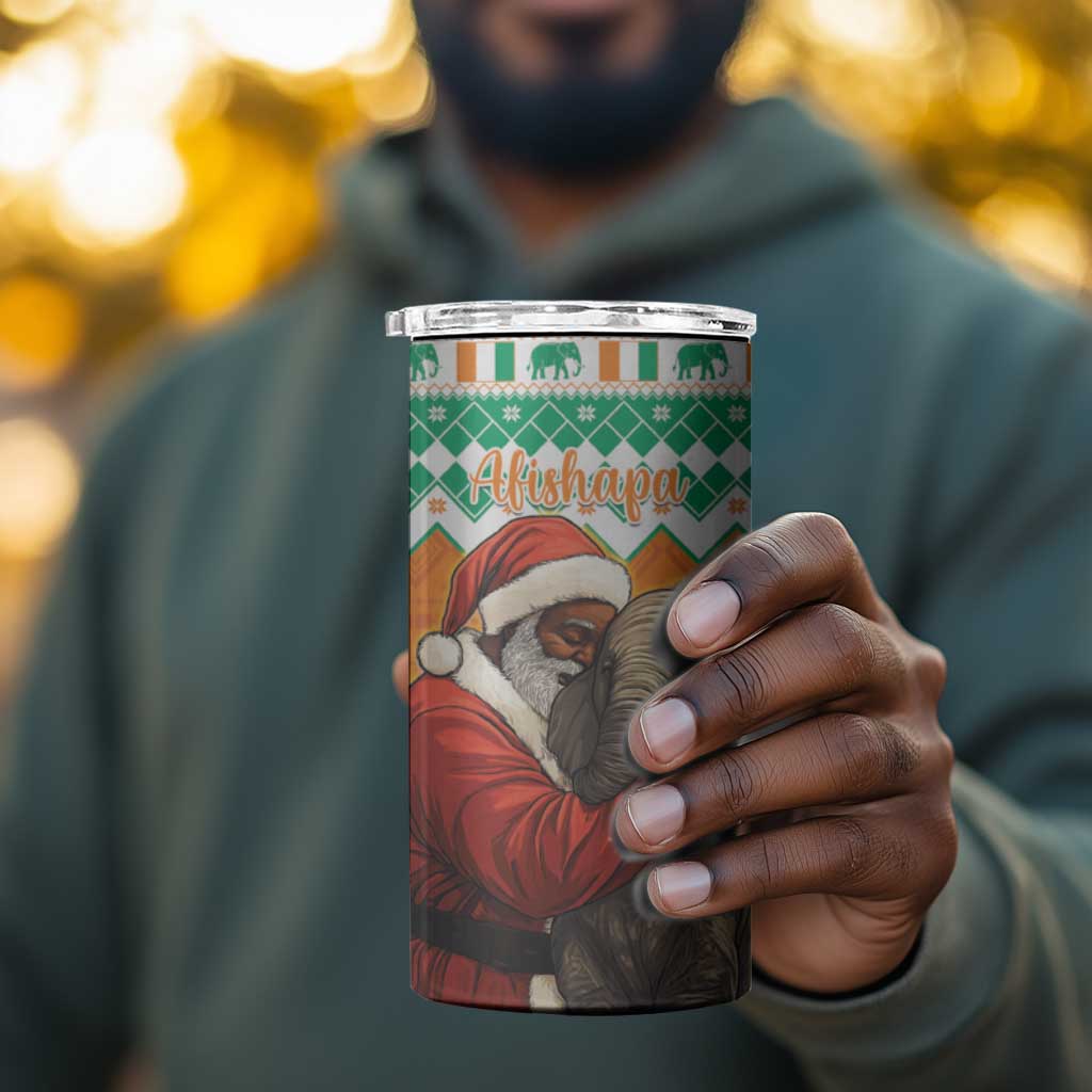 Afro Ivory Coast Christmas 4 in 1 Can Cooler Tumbler Black Santa Afishapa - African Pattern LT15
