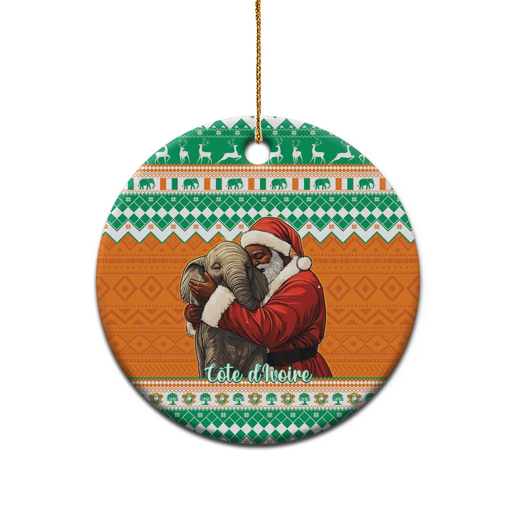Ivory Coast Christmas Ceramic Ornament Black Santa With Forest Elephant LT15
