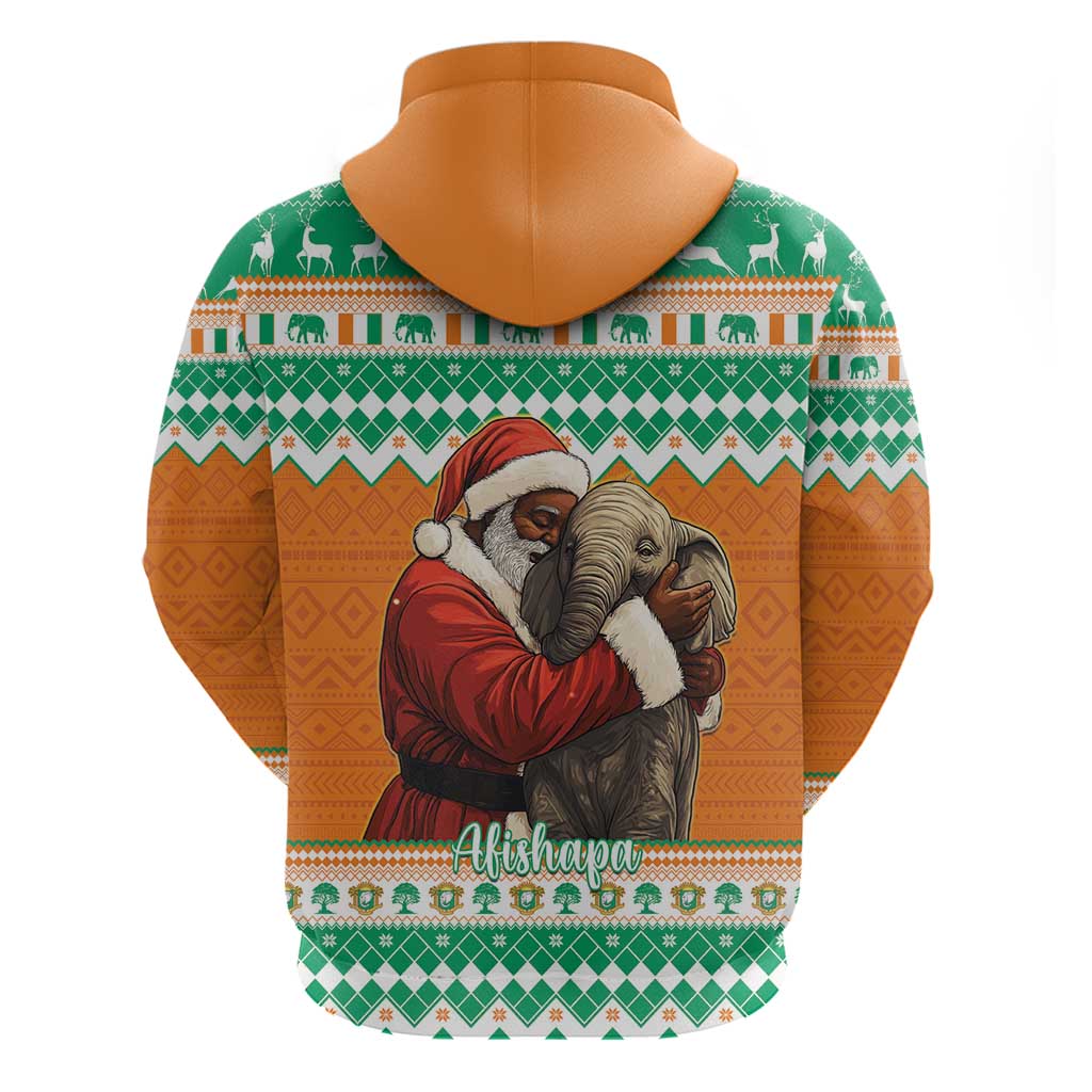 Ivory Coast Christmas Hoodie Black Santa With Forest Elephant LT15