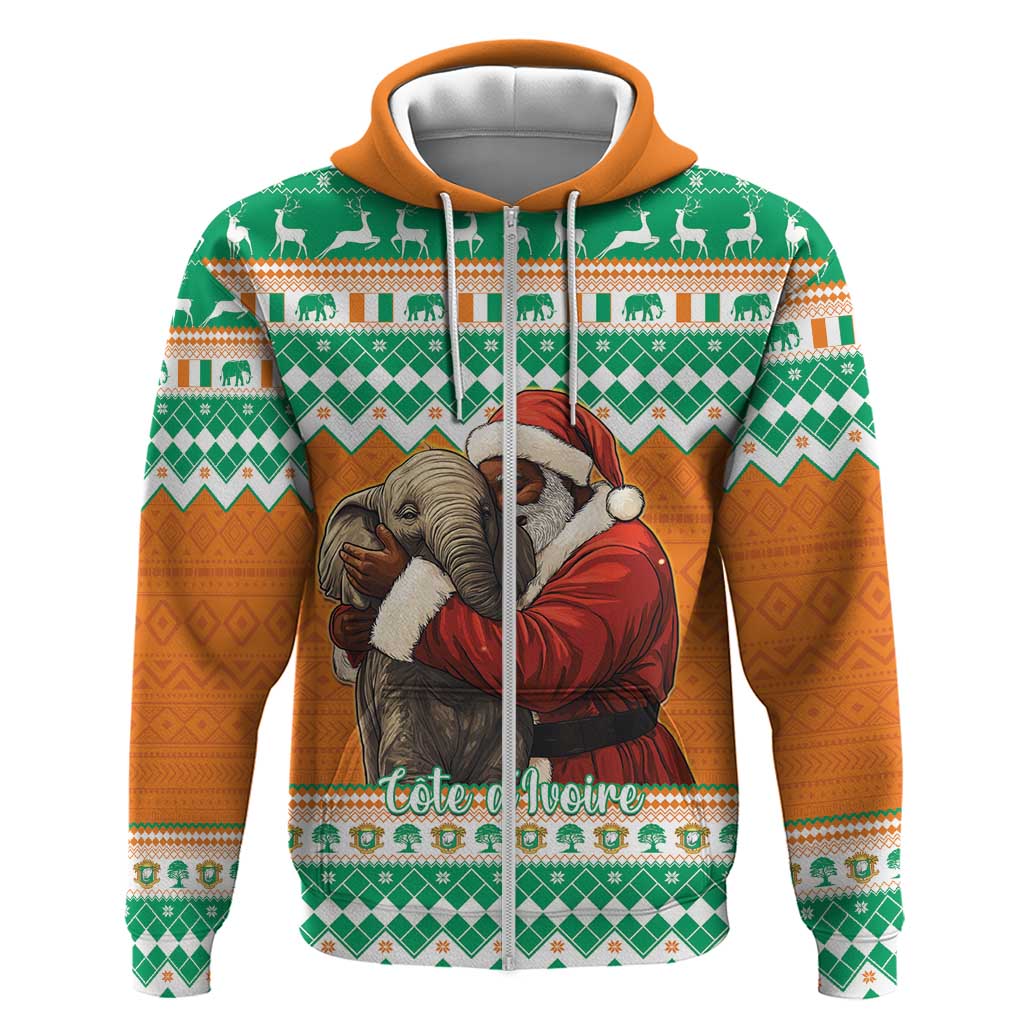 Ivory Coast Christmas Hoodie Black Santa With Forest Elephant LT15