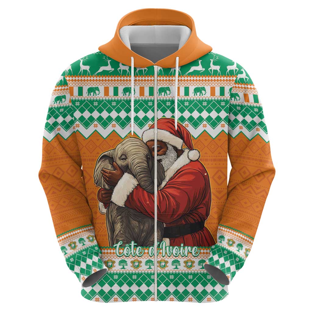 Ivory Coast Christmas Hoodie Black Santa With Forest Elephant LT15