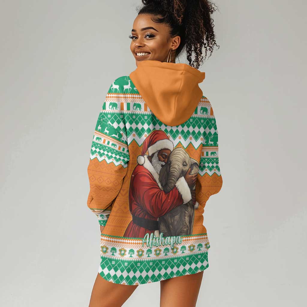 Afro Ivory Coast Christmas Hoodie Dress Black Santa Afishapa - African Pattern LT15