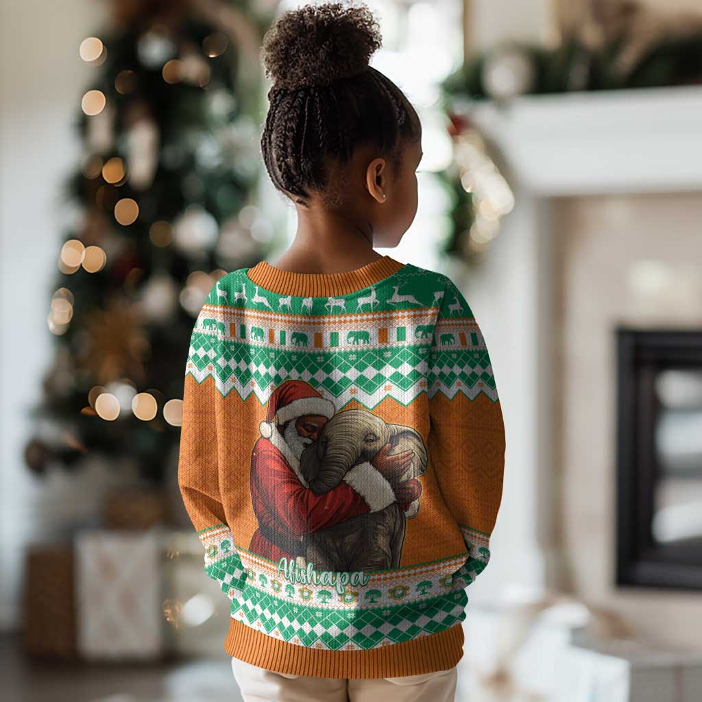 Afro Ivory Coast Christmas Kid Ugly Christmas Sweater Black Santa Afishapa African Pattern LT15