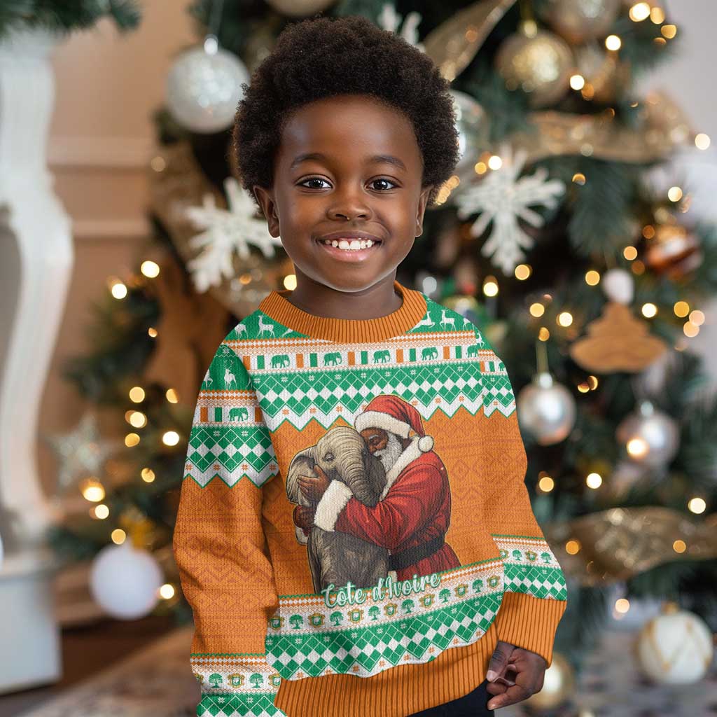 Afro Ivory Coast Christmas Kid Ugly Christmas Sweater Black Santa Afishapa African Pattern LT15