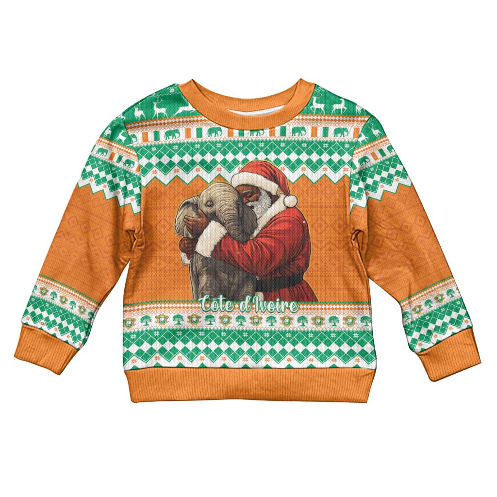Afro Ivory Coast Christmas Kid Ugly Christmas Sweater Black Santa Afishapa African Pattern LT15