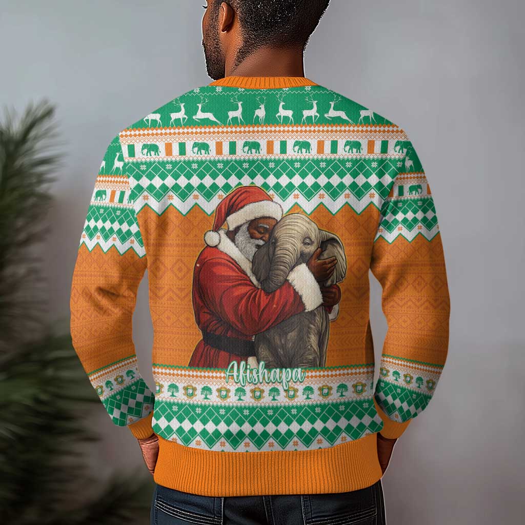 Afro Ivory Coast Christmas Ugly Christmas Sweater Black Santa Afishapa African Pattern LT15