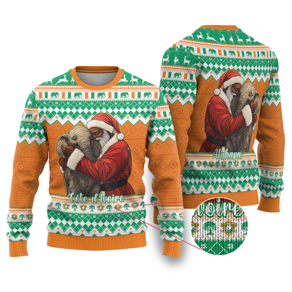 Afro Ivory Coast Christmas Ugly Christmas Sweater Black Santa Afishapa African Pattern LT15