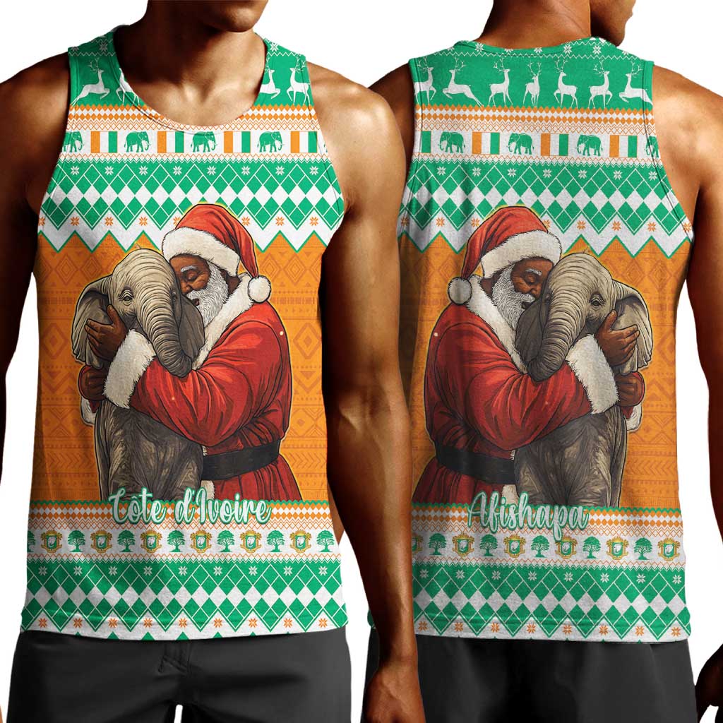 Afro Ivory Coast Christmas Men Tank Top Black Santa Afishapa - African Pattern LT15