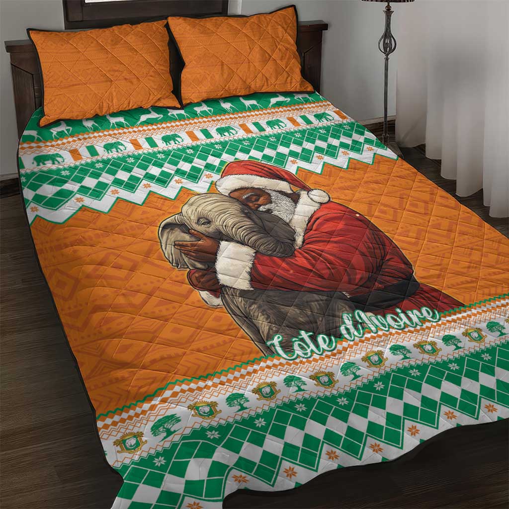 Afro Ivory Coast Christmas Quilt Bed Set Black Santa Afishapa - African Pattern LT15