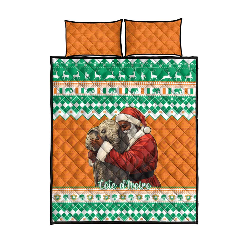 Afro Ivory Coast Christmas Quilt Bed Set Black Santa Afishapa - African Pattern LT15