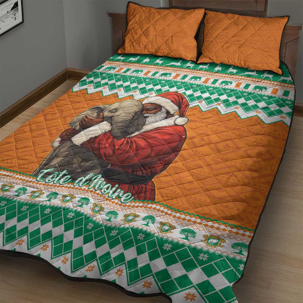 Afro Ivory Coast Christmas Quilt Bed Set Black Santa Afishapa - African Pattern LT15