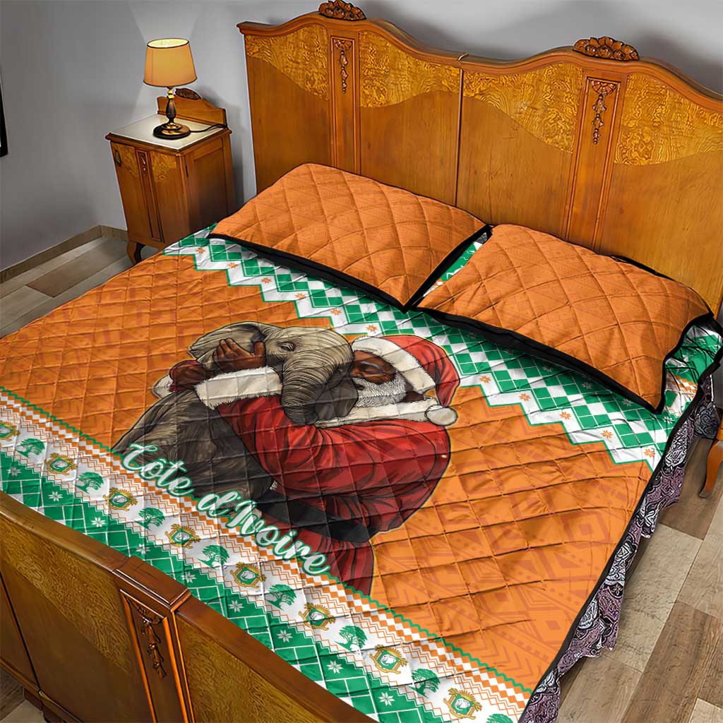 Afro Ivory Coast Christmas Quilt Bed Set Black Santa Afishapa - African Pattern LT15