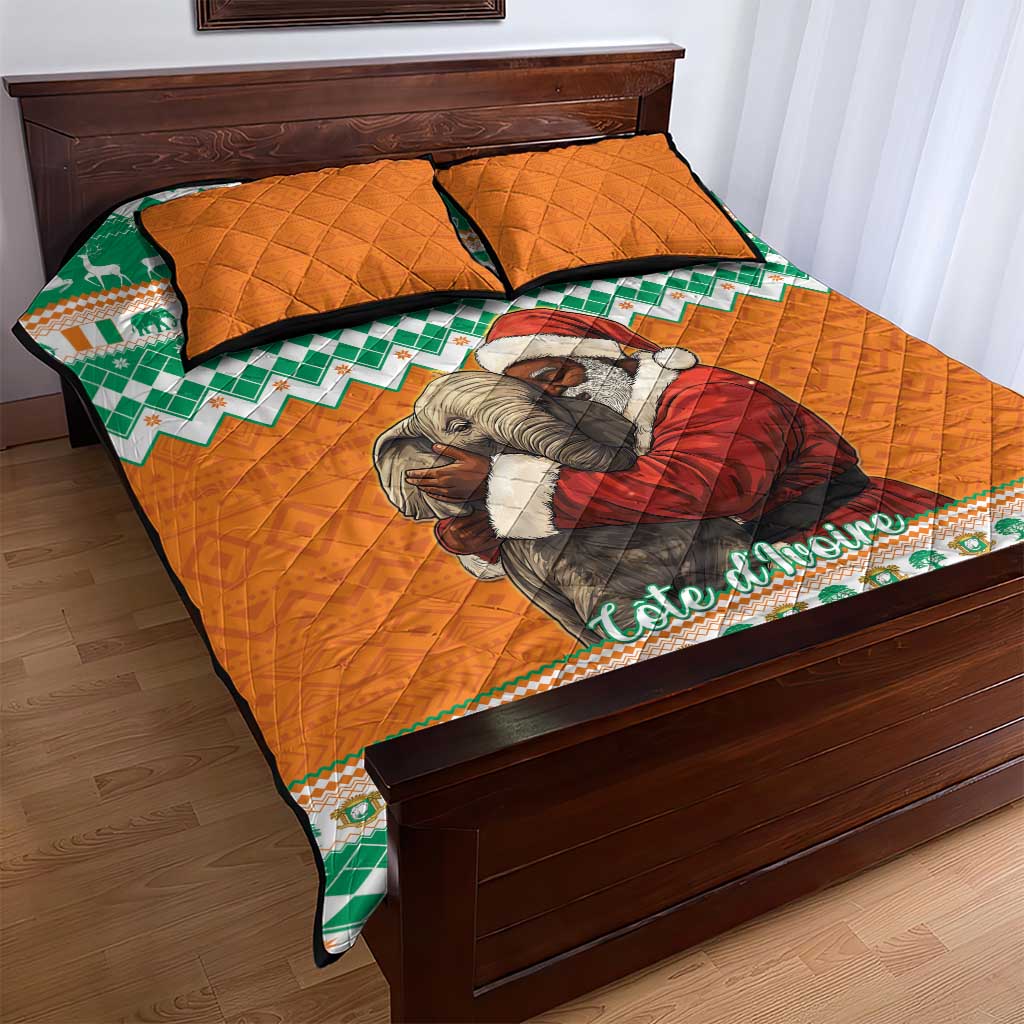 Afro Ivory Coast Christmas Quilt Bed Set Black Santa Afishapa - African Pattern LT15