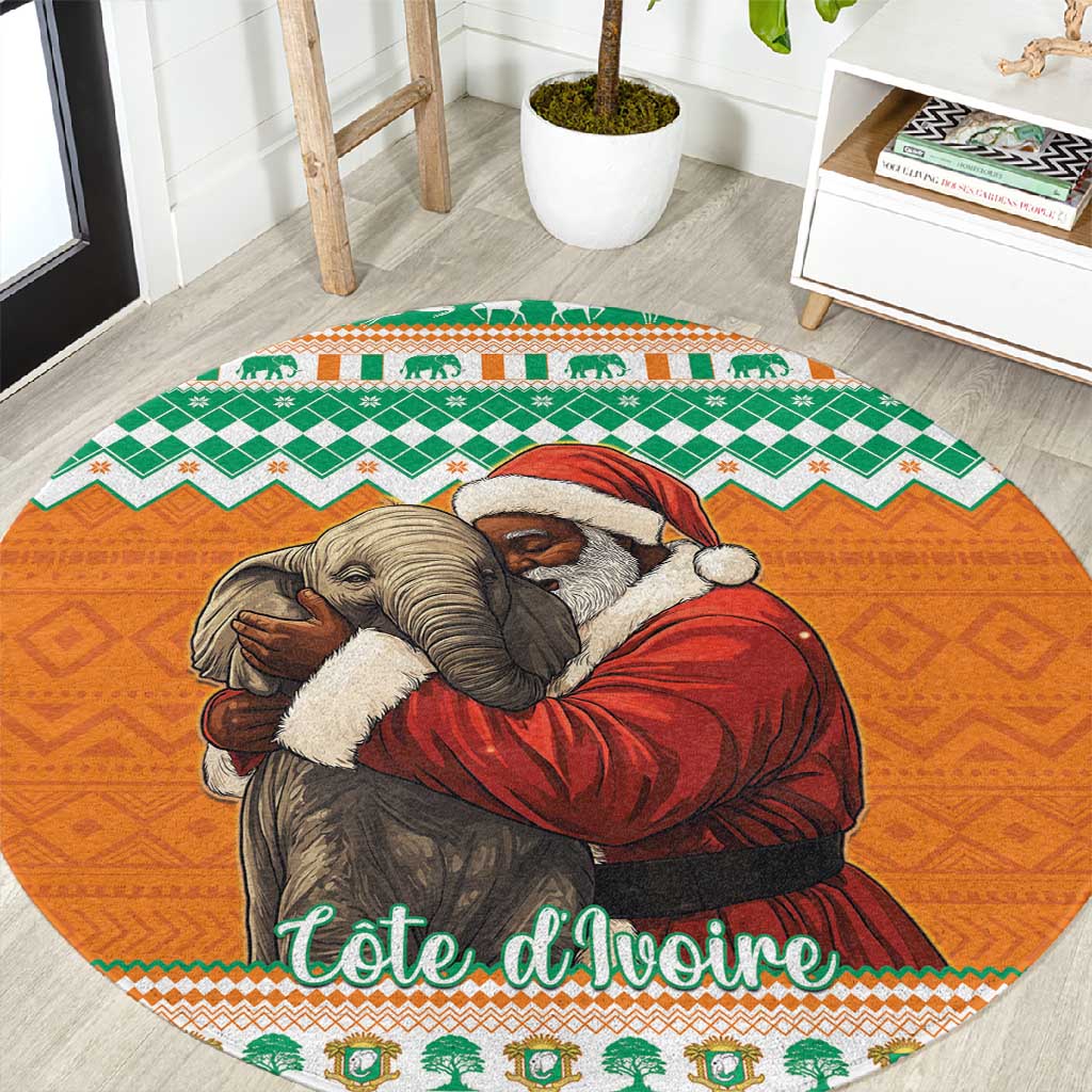 Afro Ivory Coast Christmas Round Carpet Black Santa Afishapa - African Pattern LT15