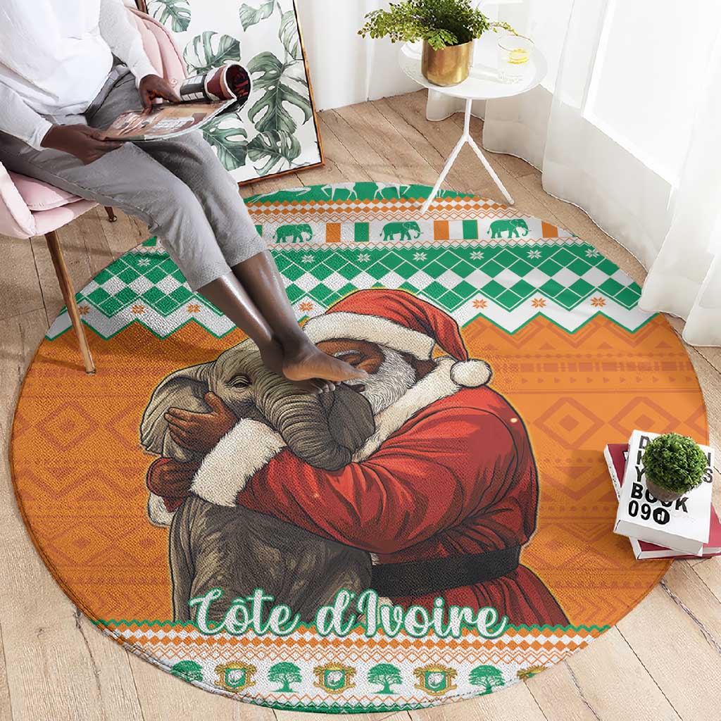 Afro Ivory Coast Christmas Round Carpet Black Santa Afishapa - African Pattern LT15