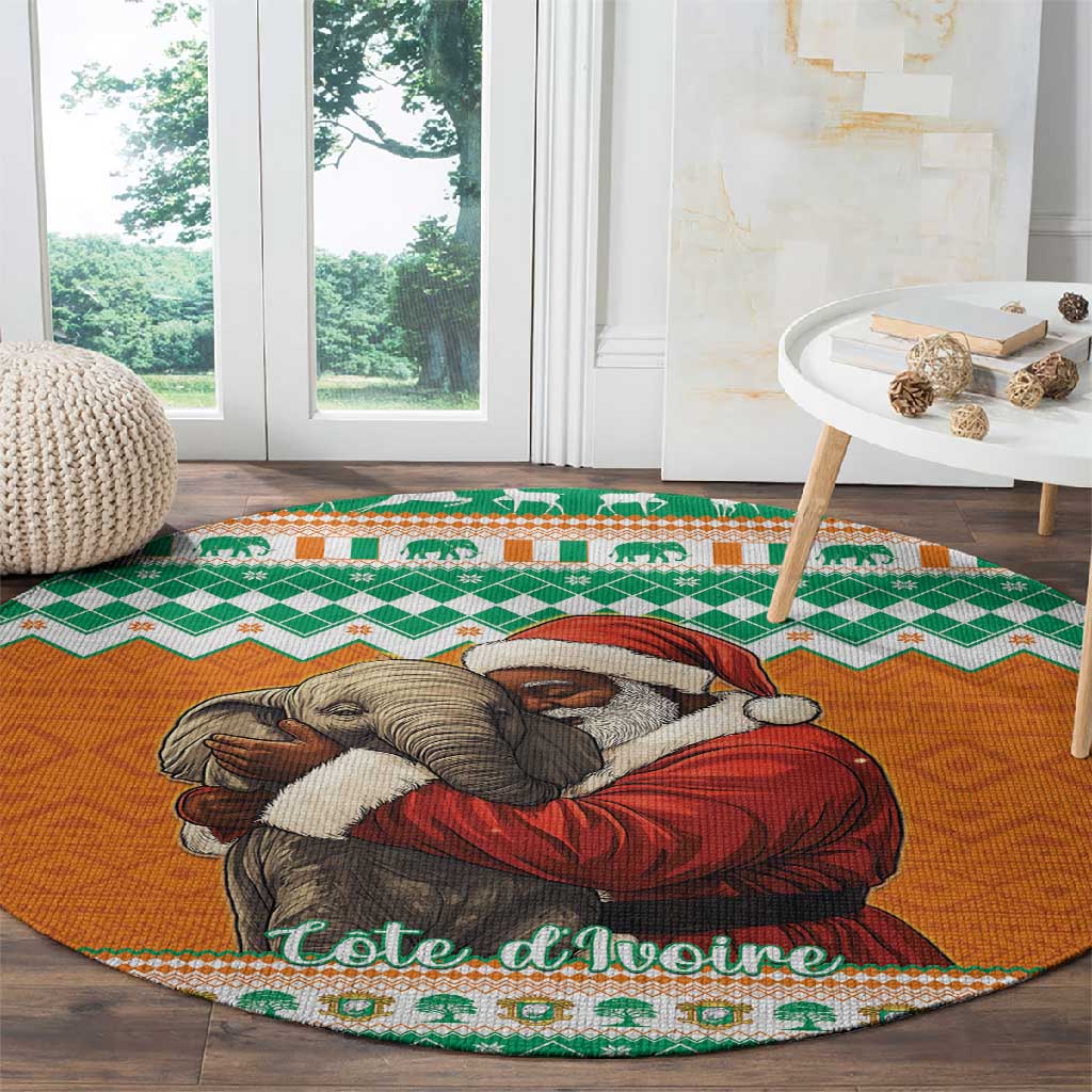 Afro Ivory Coast Christmas Round Carpet Black Santa Afishapa - African Pattern LT15